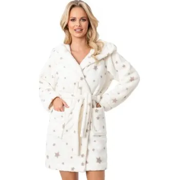 Dámský župan Teplý dámský župan Donna 102 Soft - měkký s kapucí Ecru M/L