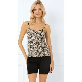 Dámské oblečení Dámské pyžamo Italian Fashion Gujana - viskóza Béžovo-černá XL