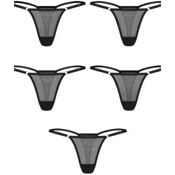 Dámské erotické kalhotky Sexy tanga Obsessive Violami - 5 PACK Černá S/M