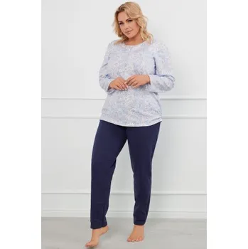 Dámské oblečení Měkké dámské pyžamo Italian Fashion Jowita - bavlna Světlemodrá-tmavěmodrá XL