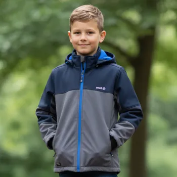 Chlapecká bunda CHLAPECKÁ SOFTSHELLOVÁ BUNDA tm.modrá/šedá Wolf B2269