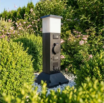 Venkovní osvětlení Brilagi - Venkovní lampa se 2 zásuvkami SCHUKO 1xE14/15W/230V IP44 černá