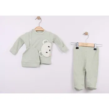 Kojenecká souprava 3 dílna dětská souprava Méďa – kabátek, tepláčky a čepice 56/62