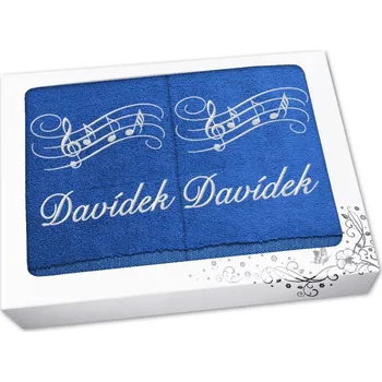 Ručník Luxusní sada ručník + osuška se jménem NA PŘÁNÍ Noty královsky modré