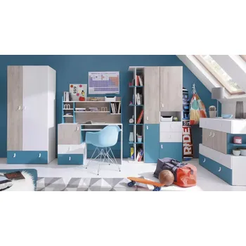 Dětské zboží Dětský nábytek Planet A - Bílá Lux + Dub + Modrá