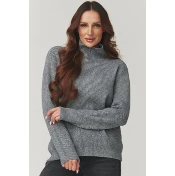Dámský svetr Dámský svetr s rolákem Makadamia C20 - šedý Šedá Uni