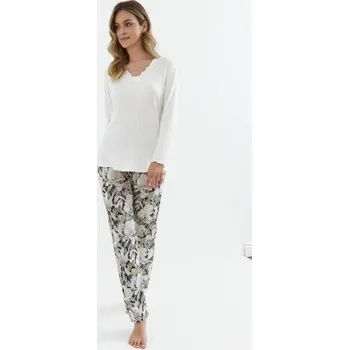 Dámské pyžamo Dámské pyžamo CANA CAN-417 - viskóza s elastanem Krémová 3XL