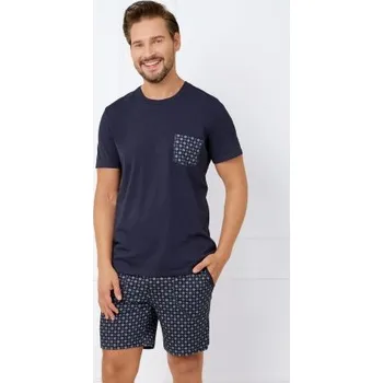 Pánská móda Pánské krátké pyžamo Italian Fashion Rajmund - bavlna Tmavě modrá XL