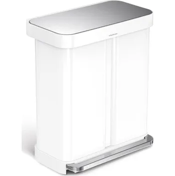 Odpadkový koš Simplehuman pedálový odpadkový koš na tříděný odpad DUAL 58 L (34/24) bílá ocel CW2118