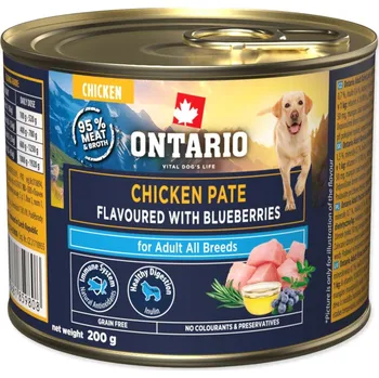 Konzerva Ontario Adult kuřecí pate s příchutí borůvek 200g