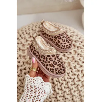 Dívčí obuv Boto Sněhule Dětské Kotníkové Boty S Tygrím Vzorem Na Platformě Zateplené Kožíškem Vilabria Barva: Béžová, Velikost: 33