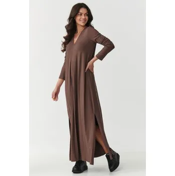 Dámské šaty Volnočasové šaty Makadamia M895 tmavě hnědé Tmavě hnědá L/XL