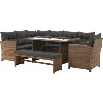 Zahradní sestava Tempo Kondela Zahradní ratanový set, šedohnědá/světle hnědá, SAGIR