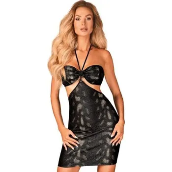 Dámský erotický kostým Sexy mini šaty Obsessive Vivianty Černo-zlatá M/L