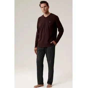 Pánské pyžamo Pánské pyžamo Atlantic NMP-389 - bavlna Vínově-červená M