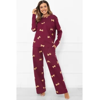 Dámské oblečení Dámské pyžamo Italian Fashion Kwadro - bavlna Bordó 2XL