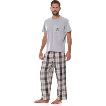 Pánské pyžamo Pánské pyžamo s krátkým rukávem LaL Ben - bavlna Šedá L