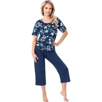 Oblečení a móda Dámské 3/4 pyžamo Donna Caroline - bavlna Tmavě modrá L(40)