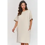 Bavlněné šaty Makadamia M864 - sv. béžové Světle béžová S