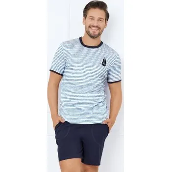 Pánská móda Pánské pyžamo Italian Fashion Flota - bavlna Světle modrá L