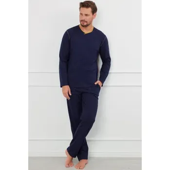 Pánská móda Pánské pyžamo Italian Fashion Ludvík - bavlněné Tmavě modrá M