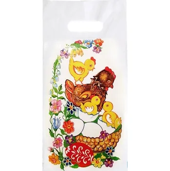 Dárková taška Taška velikonoční, bílá, 20 x 40cm, slepice
