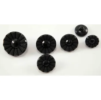 Knoflík Knoflík se spodním přišitím - s kopretinou - černá - průměr 2,3 cm