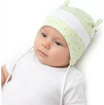 Kojenecká čepice ESITO | Kojenecká čepice s růžky hvězdička zelená - hvězdička zelená / XS