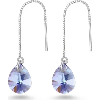 Náušnice For Silver Stříbrné provlékací náušnice Slzy s fialovými zirkony - Stříbro 925