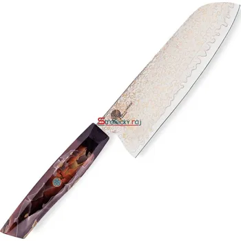 Kuchyňský nůž Kuchyňský nůž Santoku 180 mm Dellinger® Resin Mash Gold Damascus