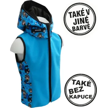 Chlapecká vesta Chlapecká softshellová vesta s fleecem – s kapucí / bez kapuce, Policie, 2 barevné varianty (Celoroční dětská softshellová vesta pro chytré vrstvení)
