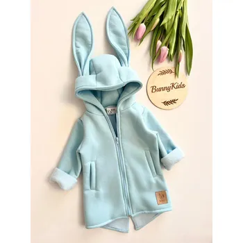 Kojenecká bunda BUNNY KIDS MIKINO-KABÁTEK ZAJÍC – DUSTY BLUE 92/98