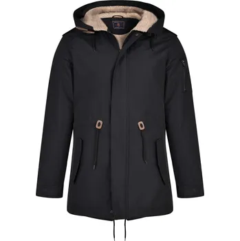 Pánská velká zateplená zimní bunda parka s kapucí Kam KV112 černá (6XL)