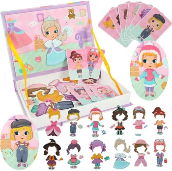 Puzzle Aga Magnetické puzzle oblékání panenky 51 dílků Růžová