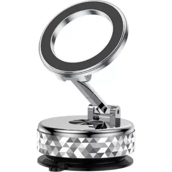 TT-TopTechnology MHK12 magnetický držák vakuový přísavný 360° stříbrný diamant, vhodný na přístrojovou, palubní desku vozidla, nebo jinou plochu