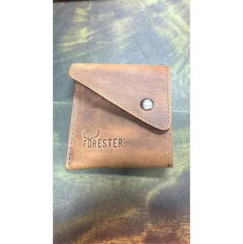 Peněženka FORESTER - kožená minimalistická peněženka prošívaná klopa boční klín hnědá