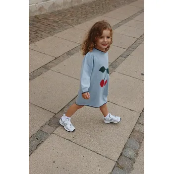 Dámské šaty Dětské šaty s příměsí vlny Konges Sløjd ALEXA KNIT DRESS KS101390.9BYA modrá 55X, vel. 98