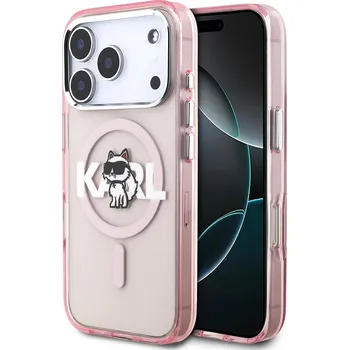Pouzdro na mobilní telefon Karl Lagerfeld - IML Choupette Sketch Logo MagSafe (KLHMP17LHGCHGKBP) - iPhone 17 Pro - růžová
