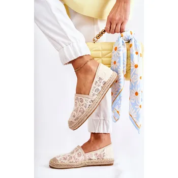 Dámské mokasíny S.Barski Klasické dámské espadrilky prolamované Catris Barva: Béžová, Velikost: 38