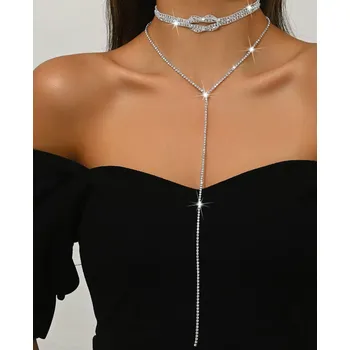 Náhrdelník B-TOP Stříbrný dvojitý choker s uzlovým motivem a dlouhým střapcem