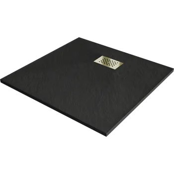 Sprchová vanička Mexen Hugo čtvercová sprchová vanička SMC 80 x 80 cm, černá, kryt zlatý - 42708080-G Čtvercové sprchové vaničky