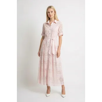 Dámské šaty Dlouhé krajkové šaty A86066 barva: růžová-pudrová