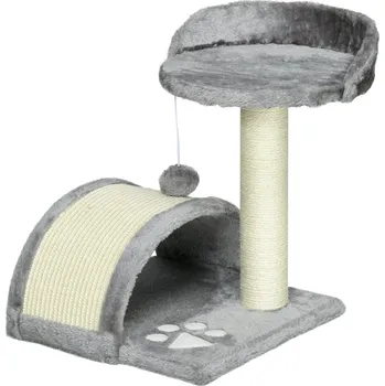 Pro kočku PawHut škrabadlo 46 cm Malá kočičí věž s jeskyní, hracím míčem, sisalovým lanem, vyvýšenou plošinou, škrabadlo pro kočky, šplhací strom, pro kočky do 4 kg, šedá barva