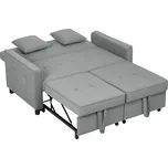 HOMCOM Pohovka 4 v 1, polohovatelná pohovka, rozkládací pohovka, s polštáři, látkový potah, do obývacího pokoje, ložnice, šedá barva