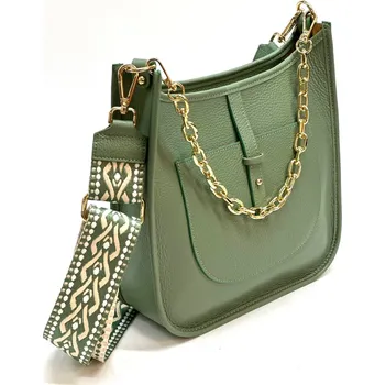 Kabelka Trendy kožená kabelka s popruhem 825 barva: modrá tmavá