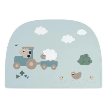 dětská jídelní sada Done by Deer Silikonové prostírání Tiny Farm - Modré