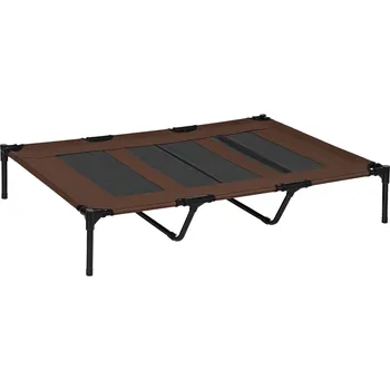 PawHut pelíšek pro psy, skládací, venkovní pelíšek pro psy, zvýšený stojan, 122 cm x 92 cm x 23 cm, kávově hnědá + černá