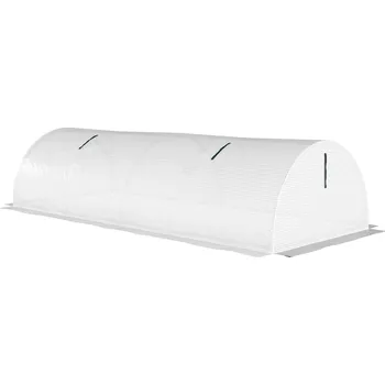 Skleník Outsunny Fóliový skleník Outsunny, mini tunelový skleník s oknem ze síťoviny, odolný proti UV záření, plastová fólie, 200 x 80 x 45 cm, bílý