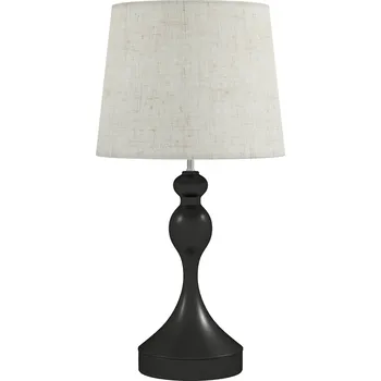 Lampička HOMCOM Stolní lampa LED stolní lampa se 3 teplotami barev, noční lampička s nabíjecími porty USB A+C, lněné stínítko, černá barva