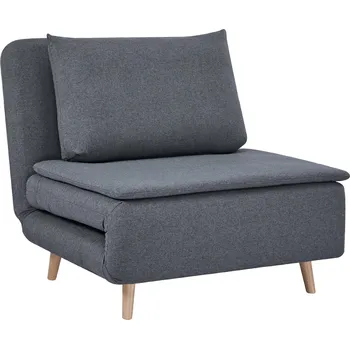 Křeslo Křeslo HOMCOM 3 v 1 s funkcí lůžka, polohovatelné opěradlo, nohy z bukového dřeva, polštáře, šedá barva
